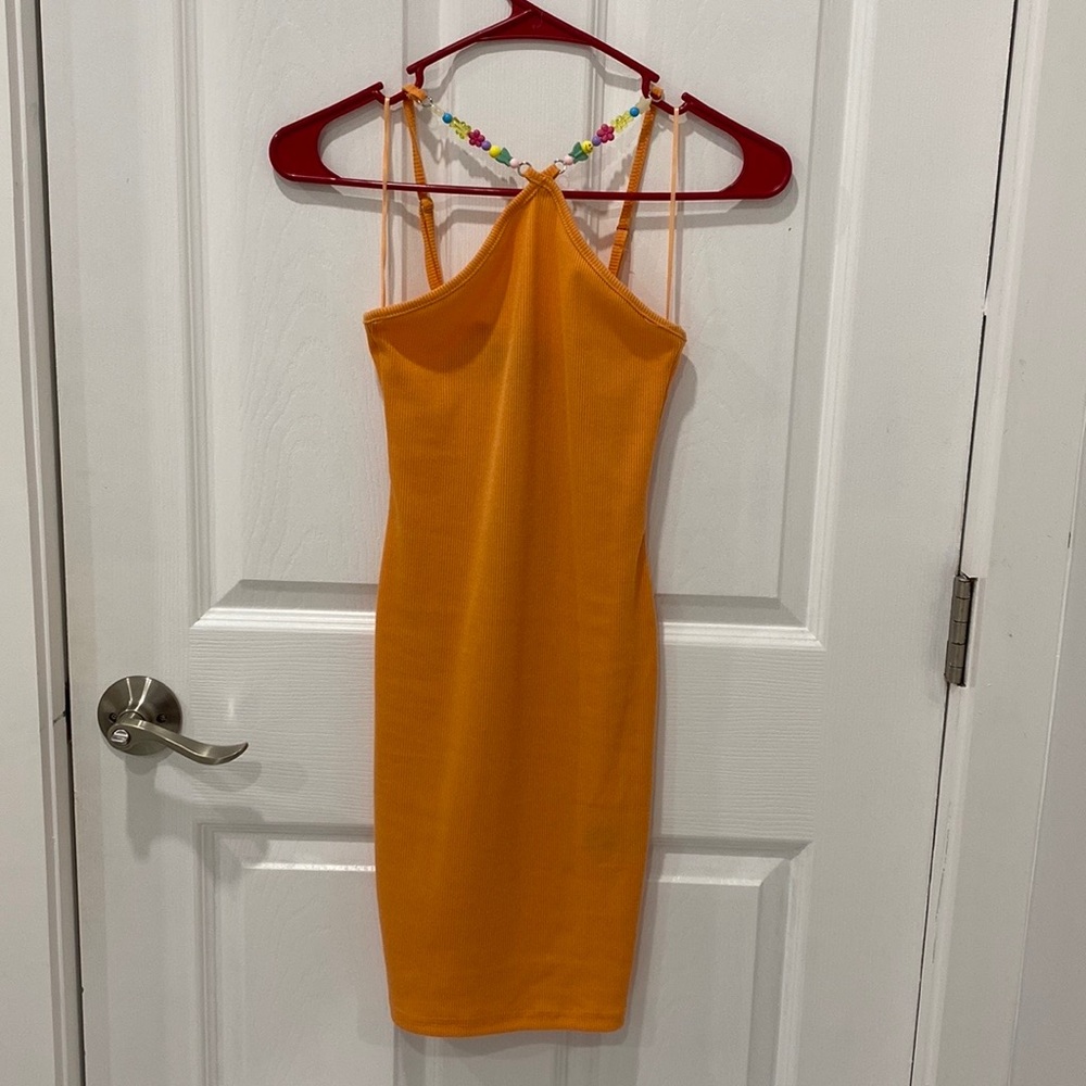 Orange beaded summer dress